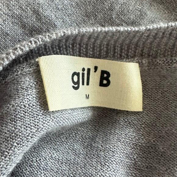 Gil 'B Wool Sweater Lightweight Gray Size Medium Scoop neckline Long SLeeve - Picture 3 of 6